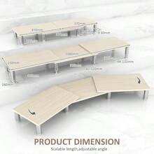 Dual Monitor Riser - Adjustable Length And Angle Wooden Stand For 2 Monitors With Storage - Oak - View 4