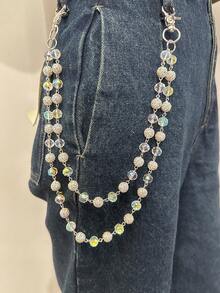 1 chiếc dây chuyền thắt lưng phong cách Hip-Hop thời trang đường phố đính hạt đá pha lê bằng gốm, dây chuyền thủ công cho nam và nữ, thích hợp để đeo hàng ngày (Lưu ý: Đây là dây chuyền thủ công, thỉnh thoảng bị mất hạt là bình thường, có thể gắn lại) - Nhiều màu - Xem 11