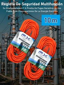 Electronics Extensión Multicontacto Naranja 3/5/7/8/10/15/20/25 Metros Extensión universal - 10 metros -- 2 piezas - Ver 12