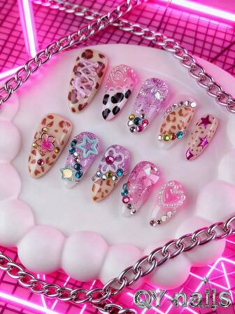 10pcs/Set Press On Nails, Almond-Shaped Nails ,Mudium Nails,Winter Nails,Cool Style,Mint Green Nails,Detachable, Suitable For Party, Dance, Daily Wear, Student Party, Office Worker Cosplay, Press-On And Reusable, With Jelly Glue And Nail File Nail Supplies