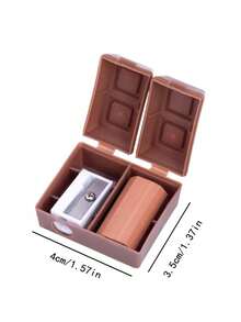 3pcs Chocolate Pencil Sharpener, Cartoon Creative Flip-Top Pencil Sharpener, School Supplies, Handheld, Non-Electric, Suitable For School And Office Use, Suitable For Pencils And Makeup Pencils, Compact Pencil Sharpener, Desktop Decoration Portable Pencil Sharpener, School Supplies For The Back-To-School Season, Suitable For Art Studios, Homes And Offices Back To School Season - Multicolor - View 5