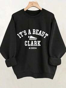 Christmas Outfit Women[Vintage Christmas Sweatshirt] Women's Christmas Sweatshirt - IT'S A BEAUTY CLARK 1989 Vintage Christmas Graphic - Cozy Holiday Sweater - Crewneck Pullover For Christmas Party Fit, Year-Round Casual Wear, Festive Clothing, Playful Design, Comfortable Fit, Seasonal Fashion, Retro Design, Soft Material, Printed Top, Holiday Shoppers Comfort TopsLoose And Comfortablethanksgiving Outfit Women - màu đen - Xem 9