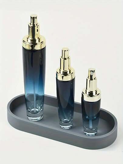 1/2 件装优雅黑色硅胶梳妆托盘 - 多功能浴室台面收纳盒，可用于展示洗漱用品、香水和珠宝，带有艺术图案，台面配件 | 时尚收纳盒 | 硅胶材质，浴室装饰及配件，浴室托盘