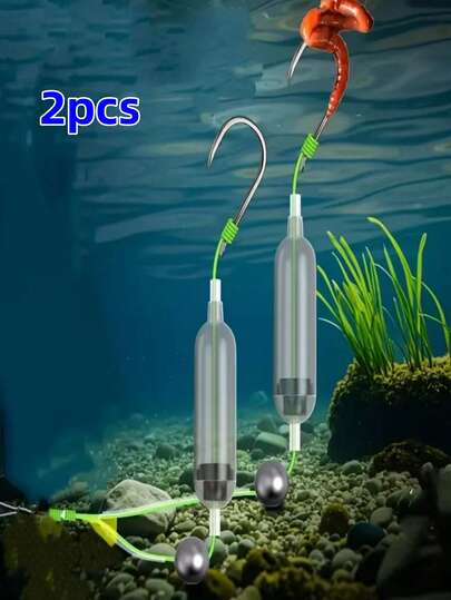 2pcs Anti-Drag Double Hook European Style Carp Fishing Device - Carbon Steel, Anti-Drag Hook, Suitable For Rods, Reels And Fishing Rods, Green And Black Design, Carp Fishing Gear | European Style Device | Durable Fishing Gear