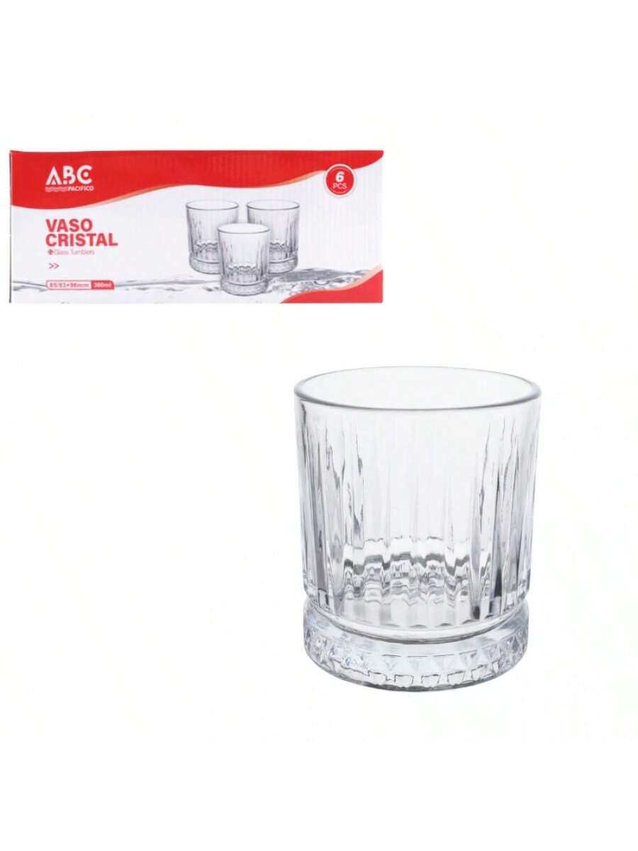 Vasos de vidrio de 360 ml, 6 unidades