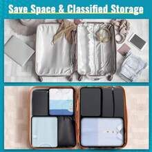 TYUI 8 Set Packing Cubes For Travel Essentials Packing Bags Carrry-On Travel Accessories Suitcase Organizers With Sturdy Zippers Luggage Organizer For Airplane Camping Road Trip Grey - Grey - View 4