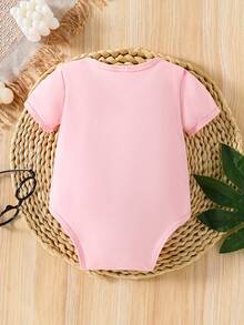 Baby Girls Slogan & Bread Print Short Sleeve Bodysuit - Pink - View 2