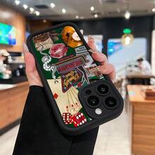 Retro Mobile Phone Case, Designed With Playing Cards And Vintage Vinyl Records, Suitable For IPhone 16, 15, 14, 13, 12 And 11 Pro Models, Made Of TPU Material, And Provides Shockproof Protection. Perfect For Family, Friends, Children, Birthdays, Spring, Holidays, Boyfriends, Girlfriends, And Valentine's Day Gifts - màu đen - Xem 6