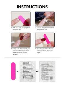 INS Style Light Blue Polka Dot Oval Press-On Nails, Black Dot Graffiti Fake Nail Set, Fresh And Gentle Commuter Nails - Multicolor - View 6