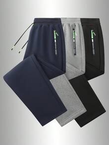 Platform Selected - Men's Casual Sports Versatile Long Pants, Spring/Autumn Solid Color Casual Pants - Navy Blue - View 3