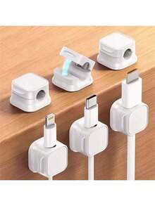 6pcs Cable Management Organizer Set, Magnetic Desktop Cable Clips, Hidden Charging Cable Holder Suitable For Nightstand, Kitchen Appliances, Office Supplies, Dorm Charger Rack - Multicolor - View 3