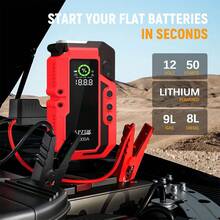 SPZTJK Jump Starter With Air Compressor, 5 In1 Function Jump Box 150PSl JumpStarter Battery Pack With Digital Tire Inflator, Car Battery Charger Portable For 2.64gal GasOr 2.11gal Battery Charger, Car Jumper Starter Portable, Tire Compressor - Đỏ - Xem 8