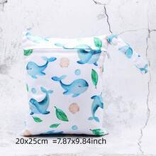 1个小型（20*25厘米）拉链设计按扣提手防水可重复使用尿布湿袋，适合装小件物品