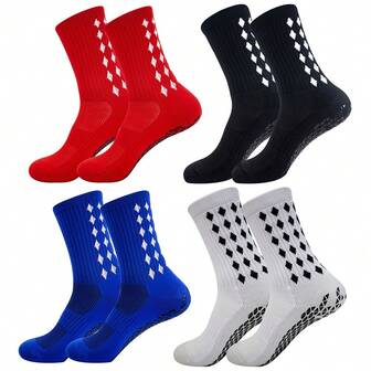2 Pairs Thickened Football/Sports Socks, Adult Non-Slip Cushioned Breathable Athletic Socks