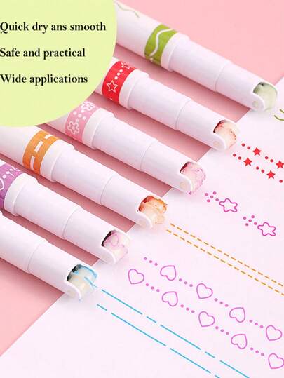 6/12/18pcs Fluorescent Pen, Hand Account Curve Pen, Roller Pattern Pen, Printing Contour Pen, Creative Wave Pattern Ball Pen