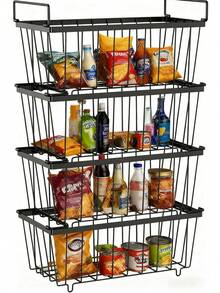 4 PCs /Set Freezer Organizer Bins - Large Stackable Deep,  Easy Get Bottom Foods Without Digging, Chest Freezer Organizer Prevent Frozen Food Waste, Black - màu đen - Xem 1