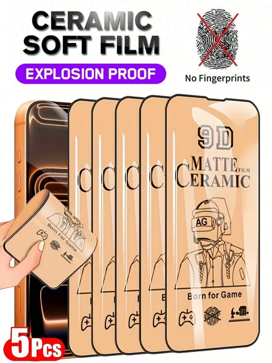 NNBILI 5 miếng dán màn hình gốm mềm mờ tương thích với iPhone 17 Pro Max/17 Air/17Pro/17/17e/16Pro Max/16Plus/16/16e/15/14/13/12/11/16 Pro Max/15 Pro Max/Plus/X/XS MAX/XR/XS. Không phải kính, khả năng chống trầy xước cao, chống dầu, viền được gia cố, dễ dàng lắp đặt, lớp phủ chống trầy xước, miếng dán màn hình, phủ toàn màn hình, bề mặt mịn, phim chất lượng cao, lớp phủ chống dầu, lớp bảo vệ, chống bám vân tay, lựa chọn thay thế kính cường lực, dành cho chuyên gia, người đam mê công nghệ. - 5 chiếc lì - Xem 1
