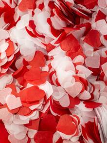 5000 Pieces Tissue Paper White And Red Heart Confetti For Valentines Day Decorations - Heart Sprinkles For Romantic Table Decorations For Wedding Day, For Vase Filling, Valentine's Day, Weddings, And Home Decorations, Wedding Anniversary, Engagement/Proposal Party Supplies, Romantic Party - Multicolor - View 8