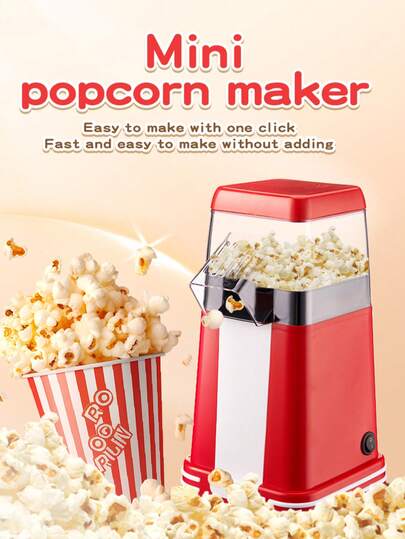 HONGMEI 1pc 1200W Electric Hot Air Popcorn Maker With Measuring Cup And Butter Melting Tray, High Popping Rate, Makes Healthy Oil-Free Popcorn In 3 Minutes, Suitable For Home Movie Nights