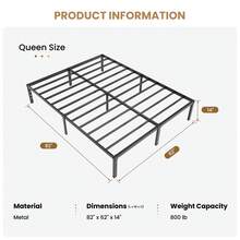 SHA CERLIN Twin/Full/Queen/King Size Bed Frame, Black, 14 In Metal Platform Bed With Heavy Duty Steel Slat Support, Under-Bed Storage Space, No Box Spring Needed, Easy Assembly, Stable Structure, 800 LB Weight Capacity - 黑色 - 查看 10