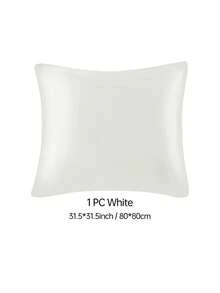 1pc Premium Satin Pillowcase (Pillow Insert Not Included), Soft & Breathable, Wrinkle-Resistant, Gentle On Hair & Skin, Machine Washable, Oeko-Tex Certified, White - White - View 6