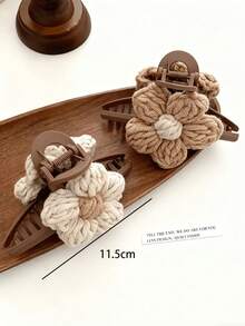 1 pieza Clip para el cabello con diseño de flor tejida, clip delgado y minimalista para moño, accesorios de playa, clip de garra para accesorios de cabello de otoño e invierno para mujer para atuendos de vacaciones, pasador de cabello, barrettes