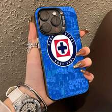 Funda para teléfono con diseño del logo de Cruz Azul, compatible con teléfonos ,  17,  16 Pro Max,  15 Pro Max,  13 y  12. Fabricada en TPU para una protección eficaz contra golpes y caídas. Un regalo ideal para familiares, amigos, seres queridos, parejas y para Navidad. - Negro - Ver 1
