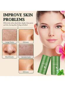 1 Peça Remoção De Cravos Limpeza Profunda Dos Poros Hidratante Clareamento Chá Verde Máscara Facial , Adequado Para Todos Os Tipos De Pele , 35G , Para Homens E Mulheres