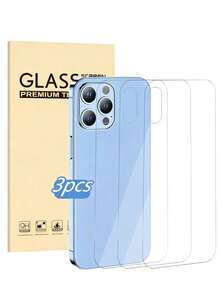 3 片钢化玻璃手机背膜适用于 16e/16 Plus/16 Pro/16 Pro Max/15/14/13/12/11 系列，高清高透，防摔防刮，为手机背面提供一层保护，防水防震防指纹全覆盖 - 無色 - 查看 24