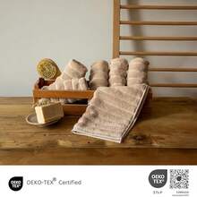 Toallas turcas clásicas CTT Lujosas toallas% algodón turco, paquete de 6, altamente absorbentes y de secado rápido, paños de lavado para hotel, spa y gimnasio, 13 x 13 pulgadas (beige almendra) - Beis - Ver 11