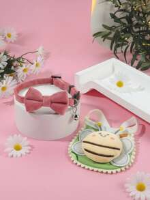1pc Fashionable Adjustable Pet Collar, Multi-Color, With Bell And Bow Tie - Suitable For Cats And Small Dogs