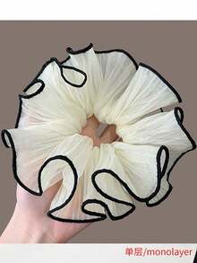 1个女士凌乱发圈，荷叶边发绳蓬松发圈，适合扎马尾辫，优雅百搭，情人节礼物，休闲发圈，头饰发饰