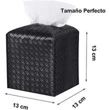 Caja de Pañuelos Cuero PU, Dispensador de Toallas Papel, Dispensador de Toallitas Sanitas, Caja Almacenamiento Pañueloscon para Dormitorio del BañO de la Oficina en el Hogar Cocina ()(Negro) - Multicolor - Ver 4
