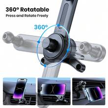 TOPK Magnetic Car Mount, Magnetic Phone Holder For Car With Powerful Magnetism, Upgraded Metal Hook Vent Clip, Single-Hand Operation, Compatible With IPhone 15 14 13 12 Pro Max Plus. - B - View 3