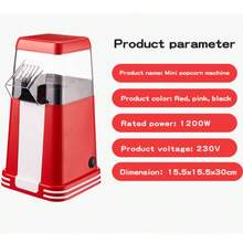 HONGMEI 1pc 1200W Electric Hot Air Popcorn Maker, High Popping Rate, 2-Minute Quick Popcorn Making, Healthy Oil-Free, Suitable For Family Movie Night - EU F Type Plug(220-240V) - View 10