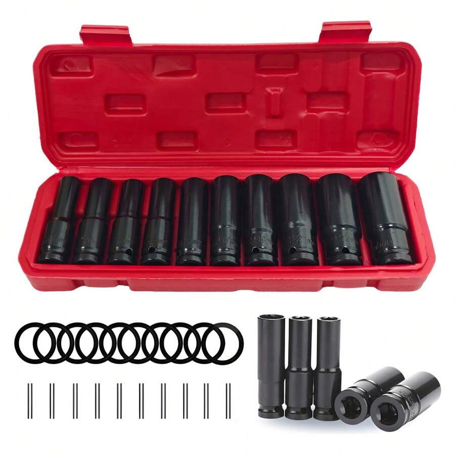 Juego De Herramientas De Enchufe De Impacto De 1/2 Pulgada - Rojo - Ver 1