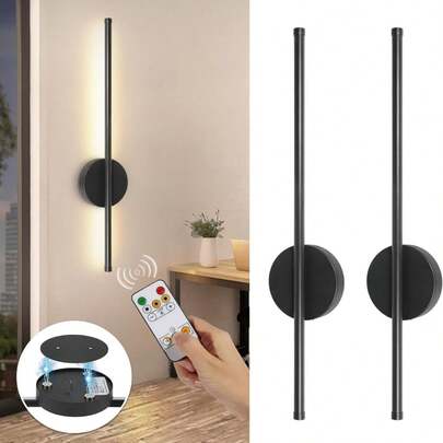 Đèn tường từ tính mới - Xoay 360°, điều khiển từ xa không dây, sạc dự phòng, 3 mức nhiệt độ màu có thể điều chỉnh độ sáng, không cần khoan hay đi dây, thích hợp cho phòng ngủ, đầu giường, hành lang, phòng khách tạo ánh sáng dịu nhẹ.