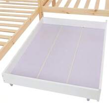 Children's Cabin Bed With Drawers And Shelves, Solid Wood With Guardrail And Slatted Base, L-Shaped Structure, Natural (90x200 Cm+140x70cm) - Natural Color - View 10