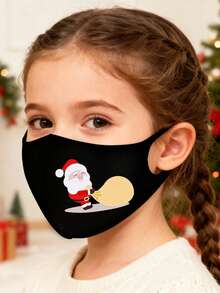 2个装儿童圣诞树和雪人图案口罩套装，可爱卡通口罩，男女童通用，弹性口罩，圣诞装饰，儿童面部配饰