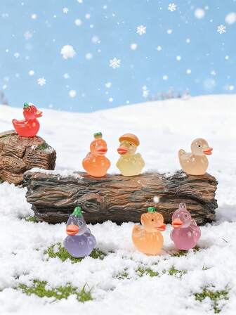 10/20个装夜光迷你树脂鸭摆件，夜光蔬菜鸭小动物装饰品，胡萝卜、茄子、土豆、西红柿、洋葱造型鸭，适用于DIY仙女花园、微景观工艺、玻璃容器、盆栽植物装饰、汽车内饰、家居装饰、书架、客厅场景、主题派对、圣诞节、新年、情人节、完美生日礼物（款式随机）