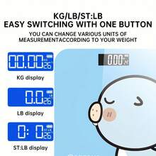 数字体重秤，卡通造型浴室秤，家用体重秤，可连接手机应用程序查看各种身体数据，最大称重396磅。 - 彩色 - 查看 5