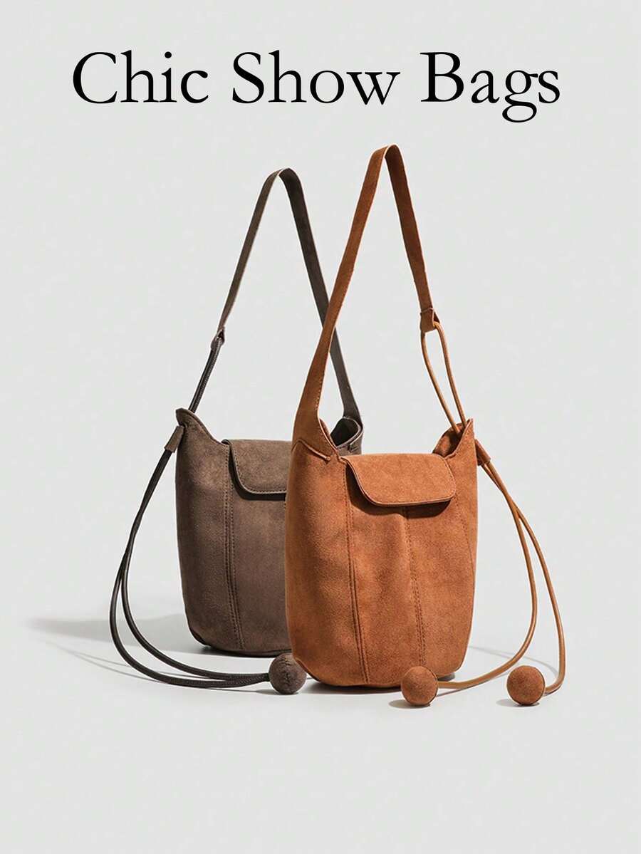 简约时尚斜挎水桶包 女士秋冬新款小众复古休闲风斜挎包 通勤单肩南瓜包 - 彩色 - 查看 1