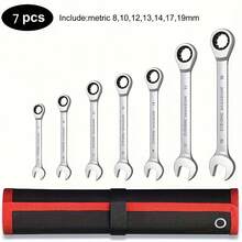 All-In-One Automotive Wrench Set With 7 Sizes, Durable Ratchet Design Perfect For Car Enthusiasts, Home Handymen & Christmas Gifts For Him - Silver - View 2