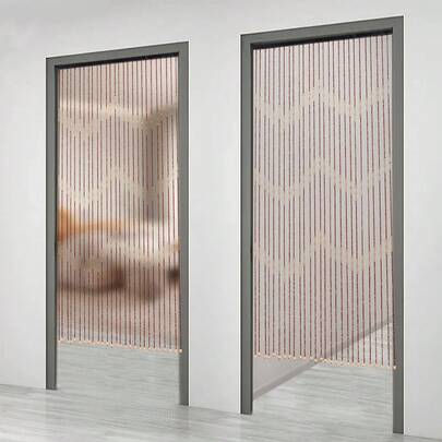 170*90 CM Wooden Bead Door Curtain, Striped Pattern Door Curtain, Decoration For Living Room, Bedroom, Dining Room