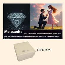 1枚椭圆形2克拉莫桑石戒指，低过敏性S925银，生日礼物，丈夫承诺戒指，订婚戒指，优雅密镶戒指，周年纪念惊喜礼物，感恩节礼物，附赠礼盒 - 銀色 - 查看 10