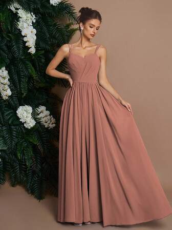 AOSHABABI Coral Orange Spaghetti Strap Detachable Waist Belt Long Evening Dress, V-Neck Criss-Cross Design Accentuates Elegant Curves, Suitable For All Formal Occasions, Music Festivals, Galas, Wedding Guests, Holiday Parties, Graduations, Cocktail Events, Dates, Vacations, And Bridesmaid Dresses