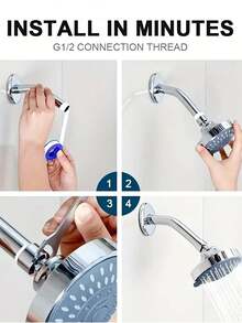 One High-Pressure 4-Inch Round Shower Head With A Stylish Square Overhead Design. This Durable, High-Pressure Wall-Mounted Shower Head Is Made Of Thickened ABS Material, Enhancing The Showering Experience. - Silver Round - View 11