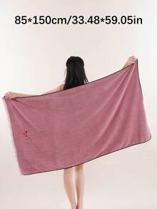 3/2/1件装珊瑚绒吸水刺绣蝴蝶结柔软超细纤维浴巾/手巾，时尚爆款，适用于浴室、酒店、健身房、旅行、送礼、沙龙、运动、户外、海滩、学校、返校季、旅行配件、家居必备 - 珊瑚粉 - 查看 11