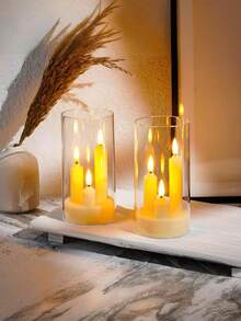 1个无焰锥形蜡烛，三头烛台灯，蜡烛，LED亚克力柱灯，派对装饰，房间照明，情人节礼物，情人节装饰，电池供电，闪烁暖白光，适用于生日、婚礼、圣诞节氛围装饰，圣诞节装饰，圣诞礼物，生日蜡烛，婚礼装饰，派对装饰，无焰蜡烛 - 彩色 - 查看 8