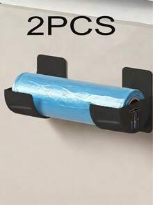 Conjunto de 4 prateleiras para organização de cozinha - Suporte para filme plástico, Dispensador de saco de lixo, Adequado para cozinha, banheiro, sala de jantar, armário, porta lateral de geladeira